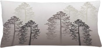 Foggy Pine Forest Nature Throw Pillow-White