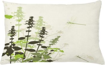 Dragonfly Wildflower Nature Throw Pillow-White