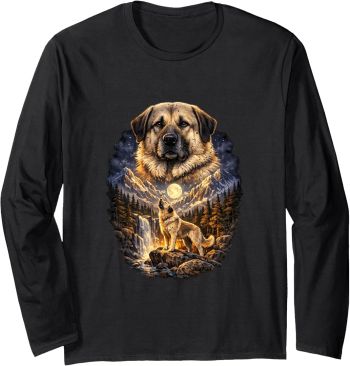 Anatolian Shepherd Moon Nature Long Sleeve T-Shirt-Black-XS