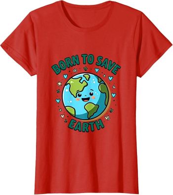 Born to Save Earth Cute Planet T-Shirt-Black-M