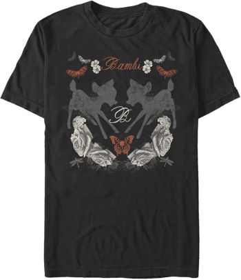 Vintage Forest Deer Butterfly Nature T-Shirt-White-L